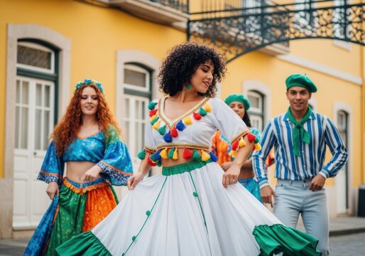 Group of people dancing traditional brazilian folk dance