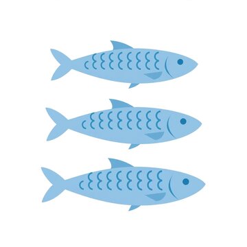 Three Blue Sardines Swimming in a Row.
