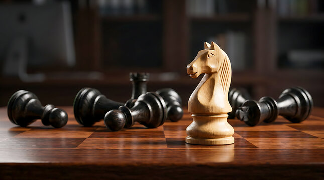 Chess Knight Victory Symbolizing Strategic Planning and Decision Making.