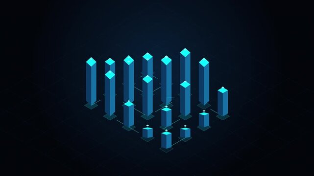 Abstract digital background motion graphic animation of data sorting and big data visualization in 4k