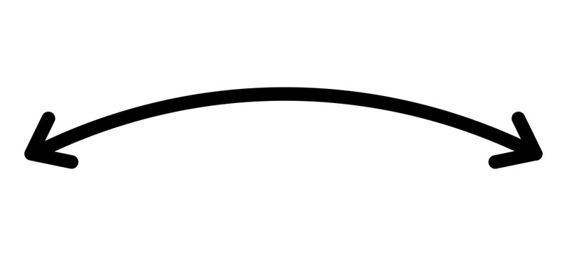Thick Curved Double Head Arrow Line Graphic Pointer Isolated on Transparent Background