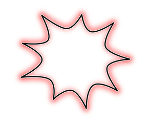Red Neon Glowing Comic Explosion Speech Bubble Graphic Element Isolated on Transparent Background © tahmin