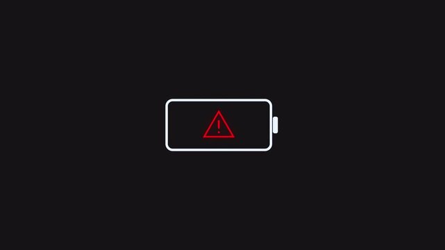 Critical battery warning with red triangle and exclamation mark