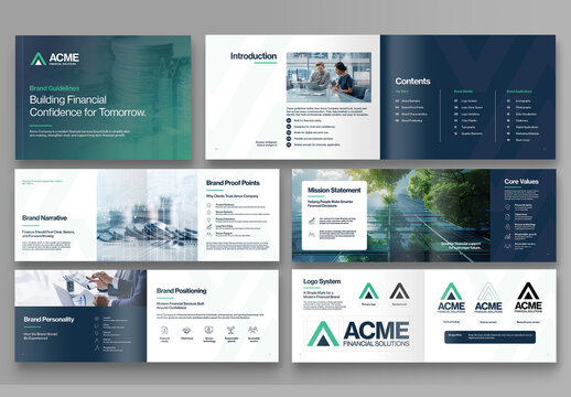 Brand Guidelines Template, Corporate Brand Book & Identity Manual Brochure with Logo, Typography, Color Palette & Visual Identity Standards