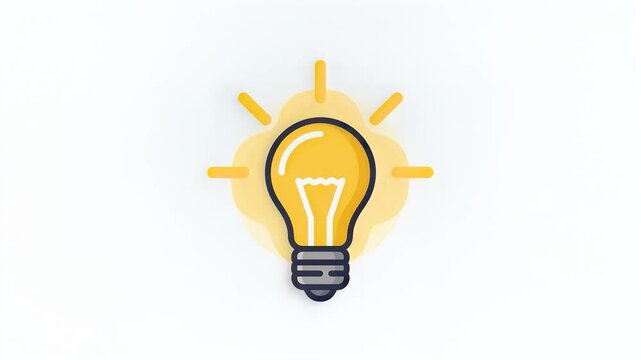 Bright idea illustration with glowing light bulb and rays