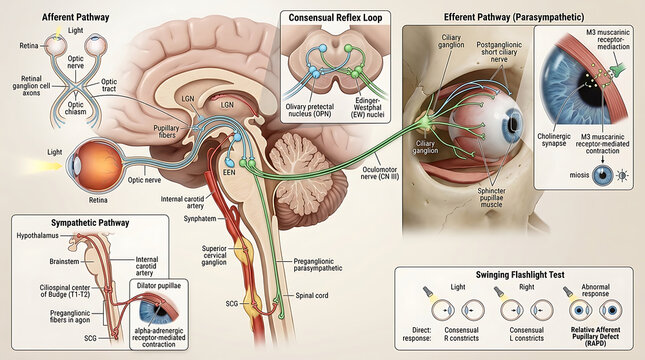 3D Photorealistic Complete Human Pupillary Light Reflex Anatomy with Afferent Efferent Pathways and Consensual Response