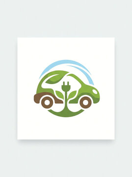 Electric vehicle vector icon for modern zero-emission automobile and clean transport