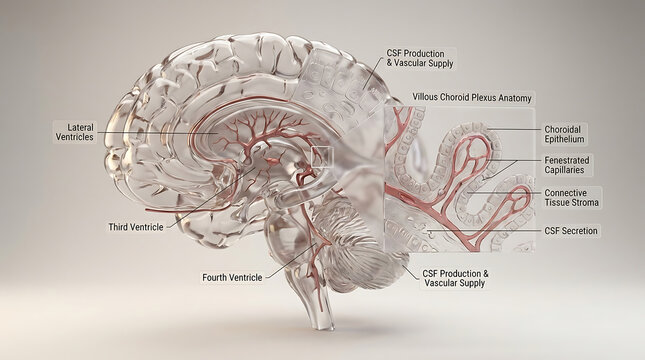 3D Photorealistic Complete Human Choroid Plexus Anatomy with CSF Production Sites Epithelial Structure and Vascular Supply