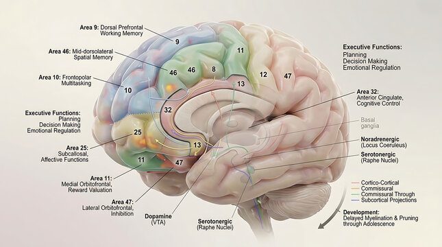 3D Photorealistic Complete Human Prefrontal Cortex Anatomy with Dorsolateral Ventromedial Orbitofrontal Areas and Connections
