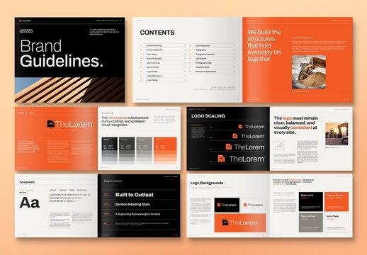 Brand Guidelines Template, Visual Identity Manual & Logo Style Guide for Corporate Brand Standards and Identity Presentations
