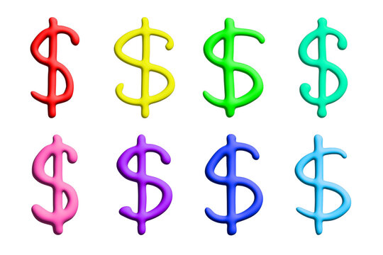 Set of 3d dollar currency symbol Elements for design