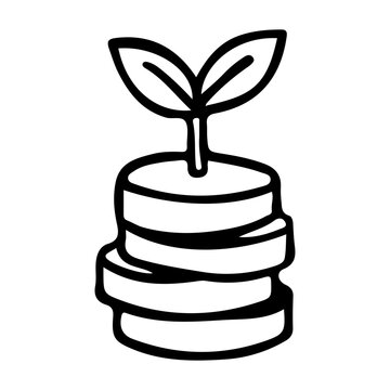Hand Drawn Money Plant Growing from Coins