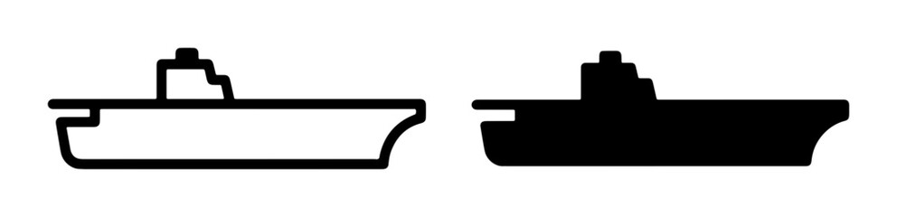 Aircraft Carrier Icons, Vector Silhouettes of Warships, Naval Military Vessel Graphics © Sajid