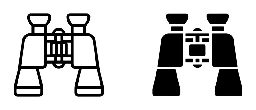 Binoculars Icon Set, Optical Device Symbols, Magnification Tools, Exploration and Discovery Graphics, Vector Illustration