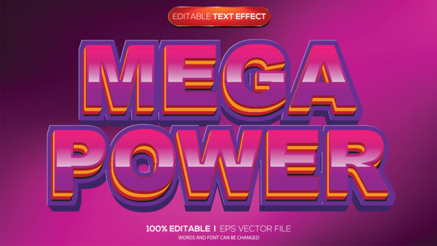 3d text effect mega power theme