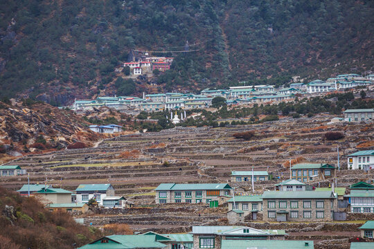 Khunde Village in Himalayan mountains. Nepal