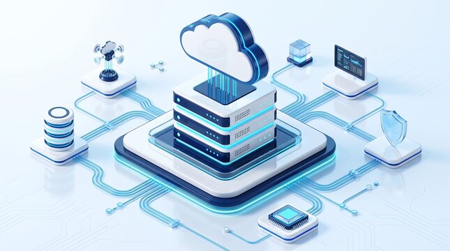 Cloud computing server infrastructure with integrated network security and data analytics modules for optimized enterprise system performance and reliable global information connectivity