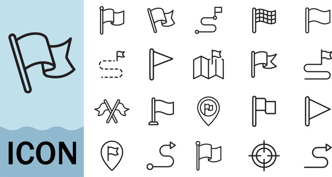 Navigation and map icon set for travel apps