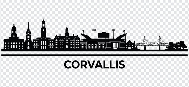 Corvallis oregon city skyline silhouette vector illustration