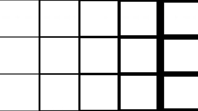 Square Block Transition, Expanding White Tiles, Geometric Grid Reveal, Blocks Growing to Fill Screen, White Shape Wipe, Transparent Alpha Animation, 4K