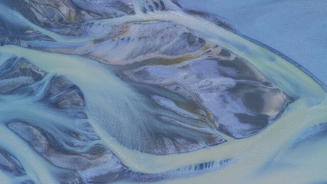 Abstract Patterns of a Glacial River from Above, Iceland
