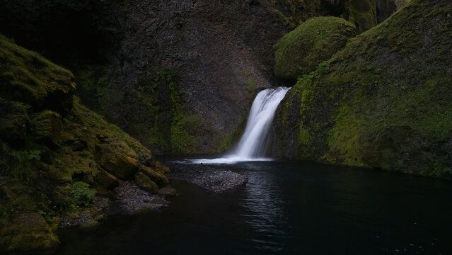Mossy Canyon and Stream in Thakgil Highlands, Iceland
