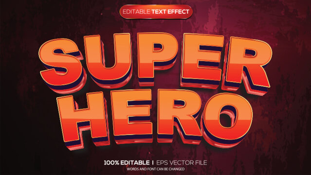 3d text effect super hero theme