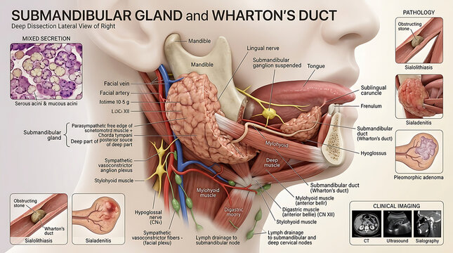 3D Photorealistic Complete Human Submandibular Gland Anatomy with Wharton Duct and Neural Relations
