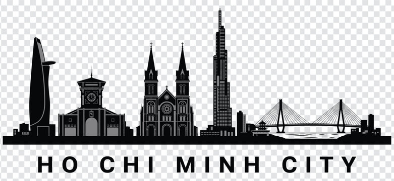 Ho chi minh city skyline silhouette vector illustration