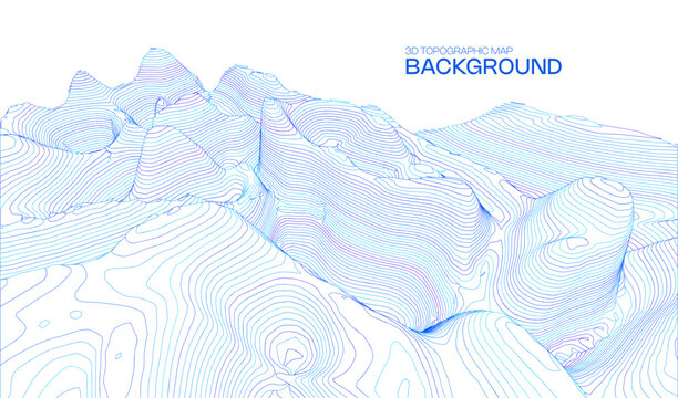 Abstract cyber ai background digital design with wireframe landscape grid line. 3D mountain and futuristic technology topographic big data concept
