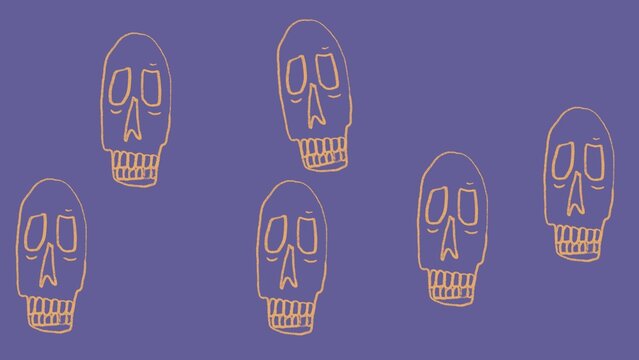 Spooky Halloween Skeleton and Skull Doodle Background