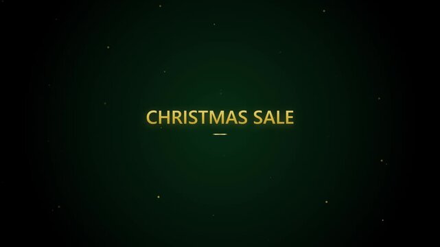 Christmas sale gold text animation on dark green background
