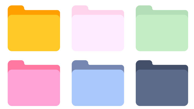 Collection of multi-colored flat file folders for document organization with colorful folders office supplies flat design vector set folder icons color coded assorted colors white