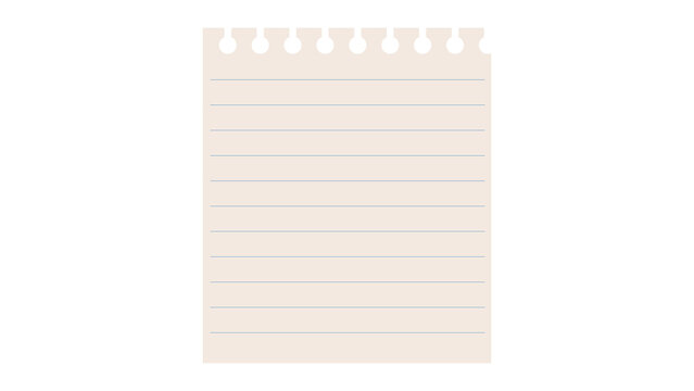 Minimalist spiral notepad or document page with top binding notebook paper flat vector note pad paper sheet blank page graphic element office supply white background check list template