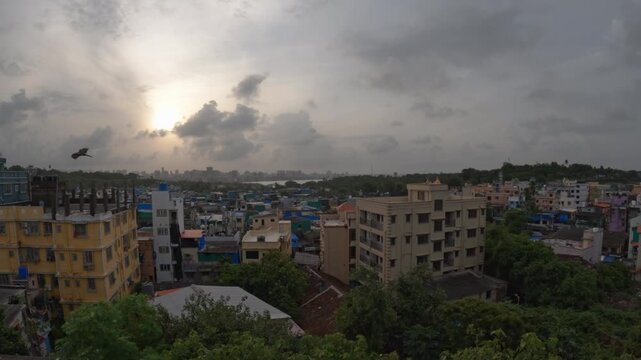 Versova Flying Birds & Panorama of the city of Mumbai