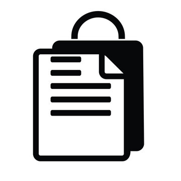 shopping bag with paper, simple flat design