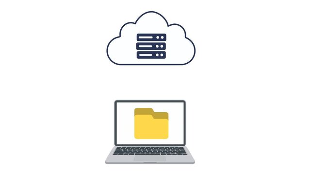 Server File Upload and Download Animation &ndash; Cloud File Data Transfer 2D Motion Graphic