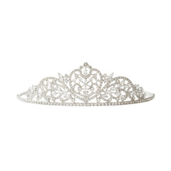 Elegant silver tiara crown with diamonds isolated © Phan
