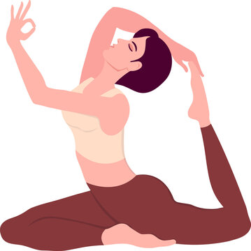 Female yoga illustration in seated meditation pose, minimalist wellness artwork isolated on transparent background for fitness and mindfulness