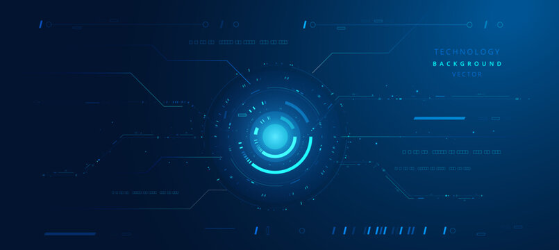 Abstract blue futuristic technology background with digital cyber AI network and science vector elements
