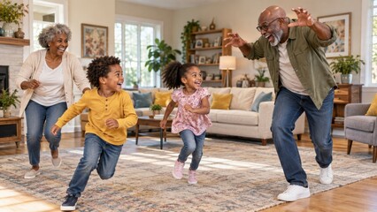 Fototapeta premium Intergenerational Family Bonding and Playful Togetherness Outdoors