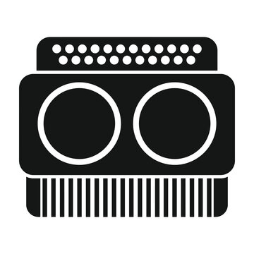 Black guitar amplifier icon isolated on white background. Music symbol, loudspeaker, amp for rock band, sound equipment.