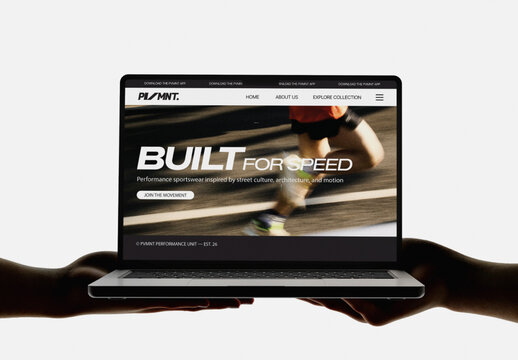 Holding Laptop Mockup