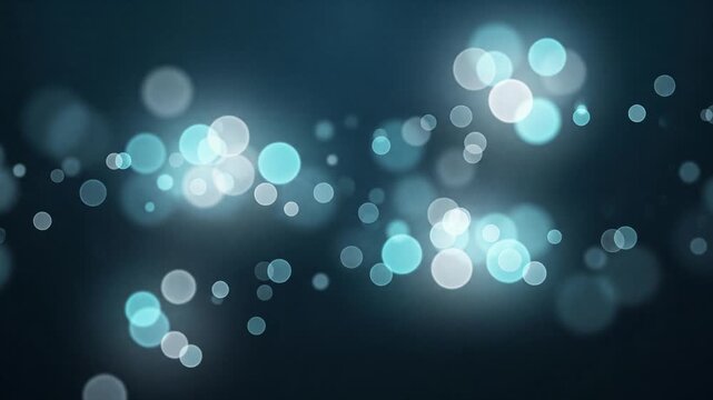 Technology-inspired icy cyan and white translucent light spots subtly expand and contract through layered depth with soft backlight, creating a cinematic futuristic abstract background loop.