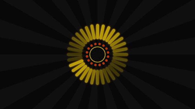 Abstract geometric sunflower pattern with radial symmetry on dark background