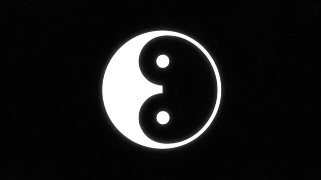 Mystical black and white art with glowing elements transforming into a yin yang symbol in a space-like sequence