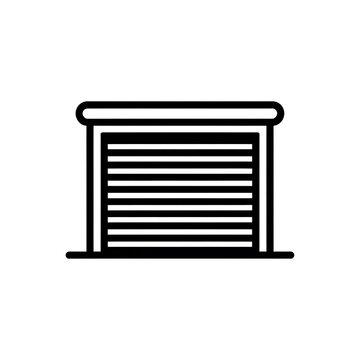 Black outline icon of a closed garage door