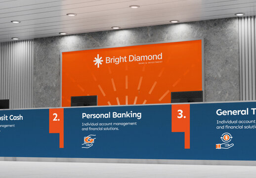 Bank Teller Desk Mockup