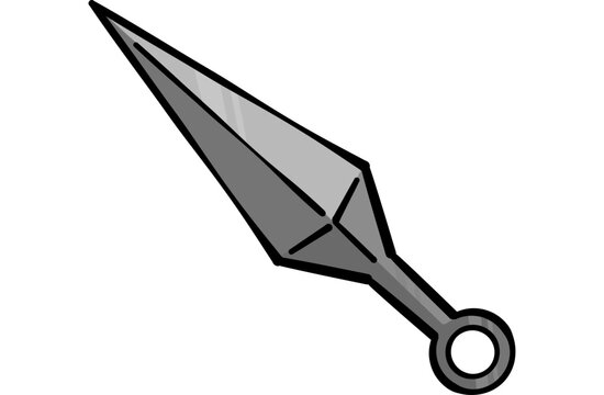Simple Gray Ninja Kunai Knife with Transparent Background