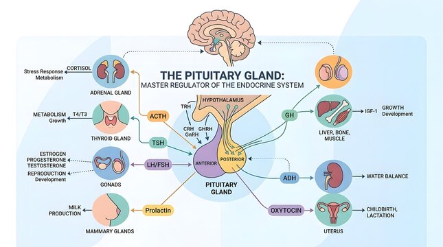 Pituitary Gland Medical Diagram for Educational Endocrine Study